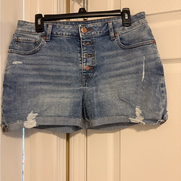 Maurices Light Blue Distressed Jean Shorts - Picture 1 of 4